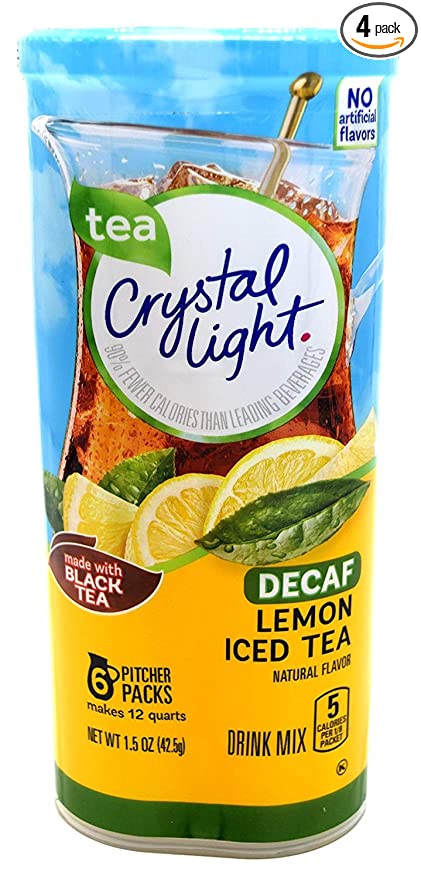 Crystal Light Decaf Iced Tea Drink Mix, Natural Lemon Flavor (12-Quart), 1.5-Ounce Packages (Pack of 4) - 712392653077