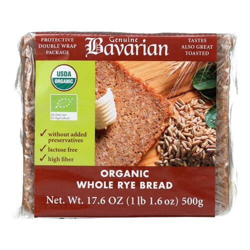 BAVARIAN: Organic Whole Rye Bread, 17.6 oz - 0713278001012