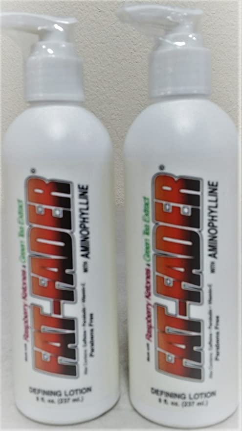  Fat Fader Slimming Lotion (2 Pack) 2.5% Aminophylline w/ Raspberry Ketones & Green Tea Extract  - 713757064415