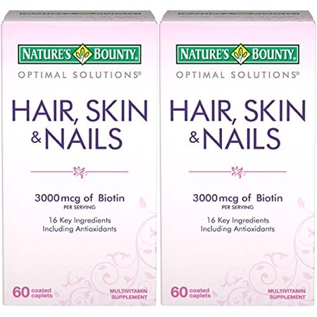 Nature's Bounty Optimal Solutions Hair, Skin & Nails Formula, 120 Coated Caplets (2 X 60 Count) - 714270018930