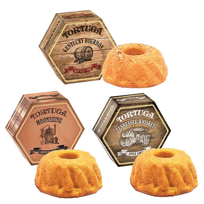TORTUGA Southern Trio Gift Pack - Tennessee Whiskey, Kentucky Bourbon, & Moonshine Apple Pie - 3 Cakes 4 oz - The Perfect Premium Gourmet Gift for Gift Baskets, and Birthday Cakes for Delivery - 714399000663