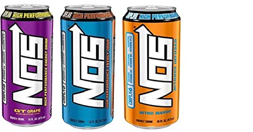  NOS High Performance Energy Drink - Variety Pack- 16fl.oz. (Pack of 15)  - 715120246619