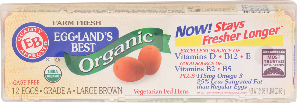 EGGLANDS BEST: Large Brown Eggs Organic, 1 dz - 0715141716825