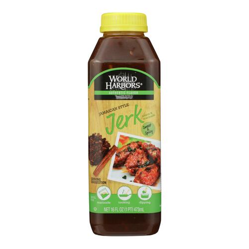 WORLD HARBORS: Jamaican Style Jerk Marinade & Sauce, 16 Oz - 0715364100036