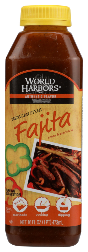WORLD HARBORS: Mexican Style Fajita Marinade and Sauce, 16 Oz - 0715364100043