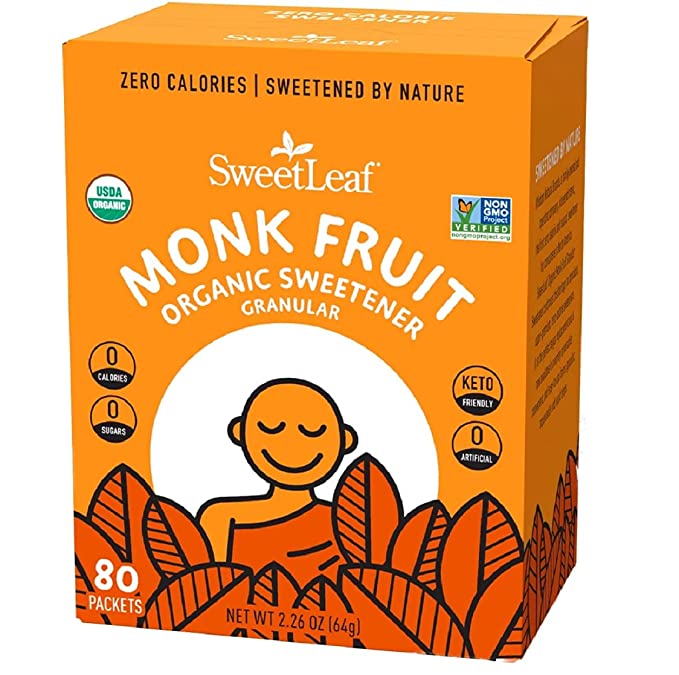  Sweetleaf Monk Fruit Organic Sweetener Granules 80 Packets  - 716123130011
