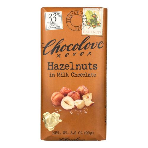 Chocolove Xoxox - Premium Chocolate Bar - Milk Chocolate - Hazelnuts - 3.2 Oz Bars - Case Of 12 - 716270001325
