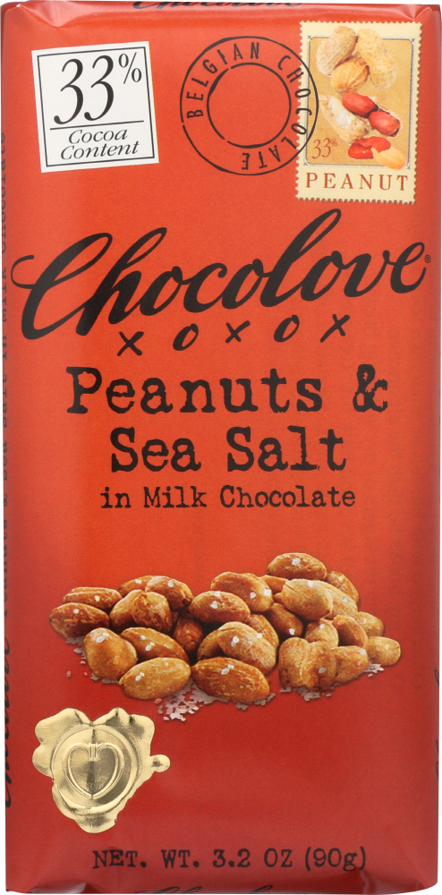 CHOCOLOVE: Peanuts & Sea Salt in Milk Chocolate, 3.2 oz - 0716270001332