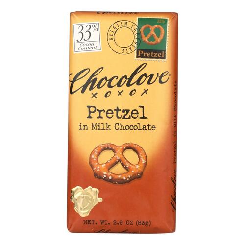 Chocolove Xoxox - Premium Chocolate Bar - Milk Chocolate - Pretzel - 2.9 Oz Bars - Case Of 12 - 716270001356