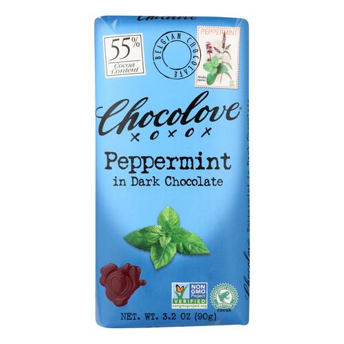 Chocolove Xoxox - Premium Chocolate Bar - Dark Chocolate - Peppermint - 3.2 Oz Bars - Case Of 12 - 716270001516