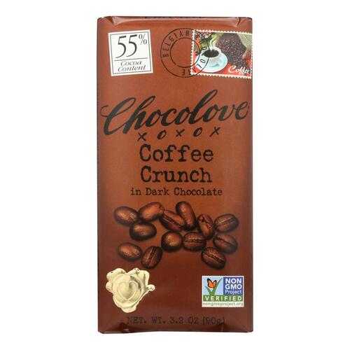 Chocolove Xoxox - Premium Chocolate Bar - Dark Chocolate - Coffee Crunch - 3.2 Oz Bars - Case Of 12 - 716270001561