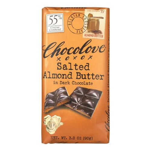 CHOCOLOVE: Dark Chocolate Bar Almond Butter, 3.2 oz - 0716270040010