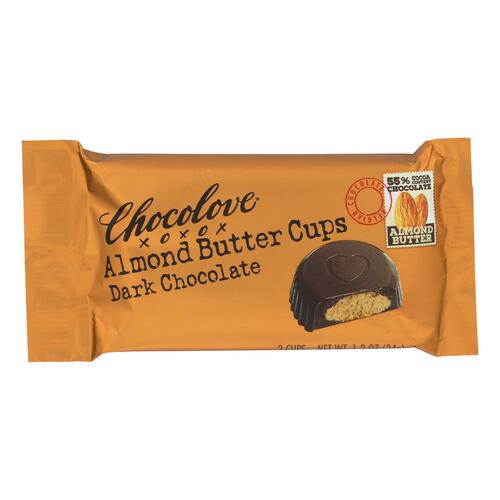 CHOCOLOVE: Almond Butter Cups Dark Chocolate, 1.2 oz - 0716270060018