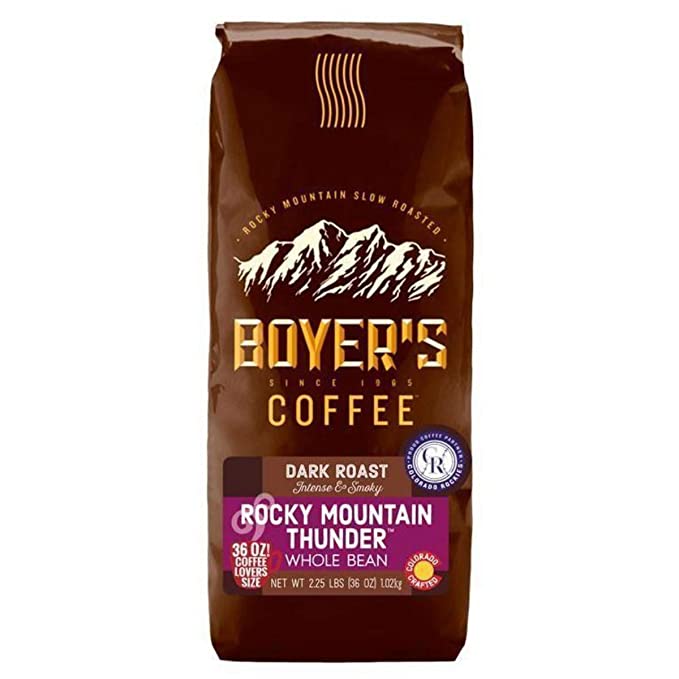  Boyer's Coffee, 36 oz Bag, Pick Your Flavor With Curated Recipes by Beying Malleyteen (Rocky Mountain Thunder, Whole Bean)  - 716350241290