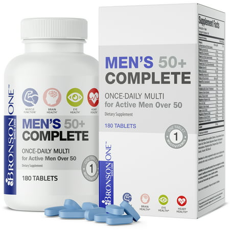 Bronson ONE Daily Men s 50+ Complete Multivitamin Multimineral 180 Tablets - 716563150426