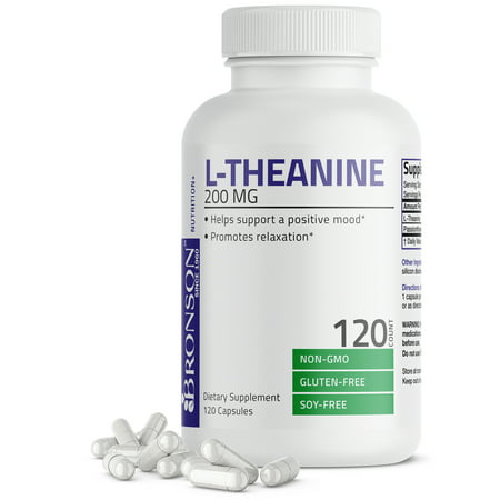 L-Theanine 200mg (Double-Strength) with Passion Flower Herb - Reducing Stress - Non-GMO Gluten Free 120 Capsules - 716563721039