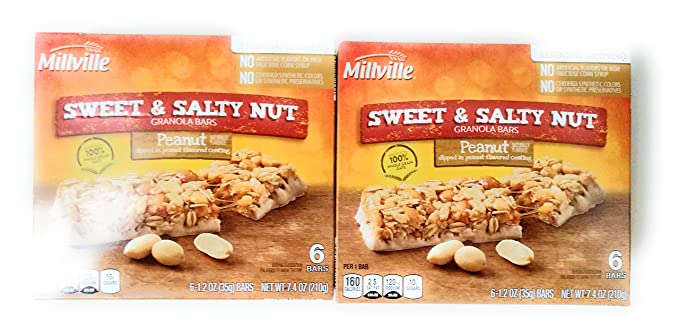 Millville Sweet & Salty Nut Granola Bars Peanut Flavor 6 bars - 2 PACK - 716814802708
