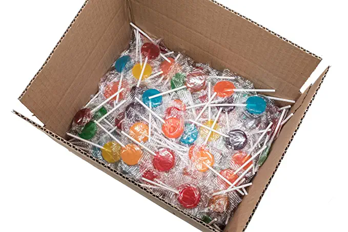  Sherwood Assorted Lollipops Fruit Candy - Box of 5 lb Assorted 5 Flavors Colors Bulk Box of Yummy Fruity Assorted Lolli pop Bulk Individually Wrapped  - 717010296155