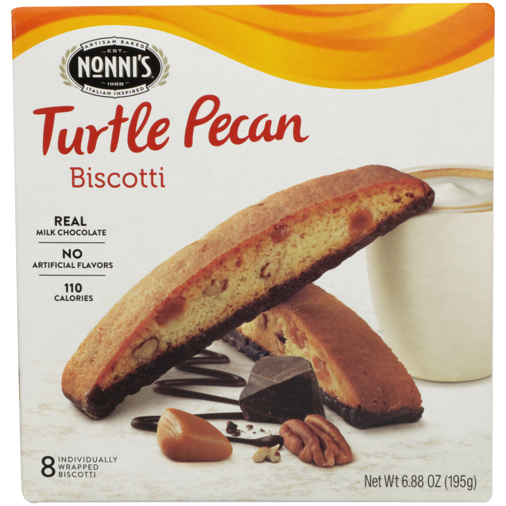 NONNIS: Turtle Pecan Biscotti 8 Pack, 6.88 oz - 0718604966348