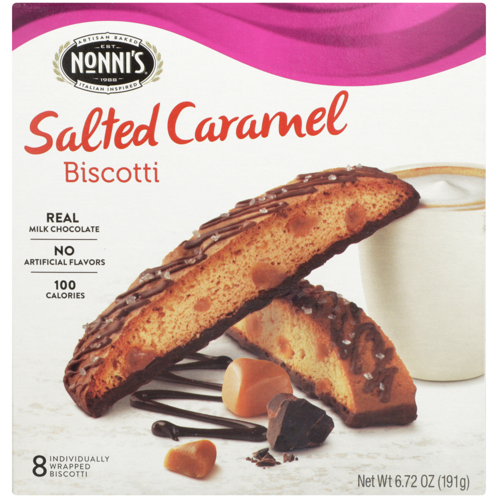  Nonni's Biscotti, Salted Caramel, 8 Count, 6.72 Ounce  - 718604972141