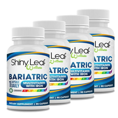 Shiny Leaf Bariatric Multivitamin with Iron 360 Count – Once-A-Day Capsule as Dietary Supplement for Weight Loss Surgery (WLS) Sleeve and Mini Gastric Bypass Surgeries (360 Pills 1 Year supply) - 719243183158