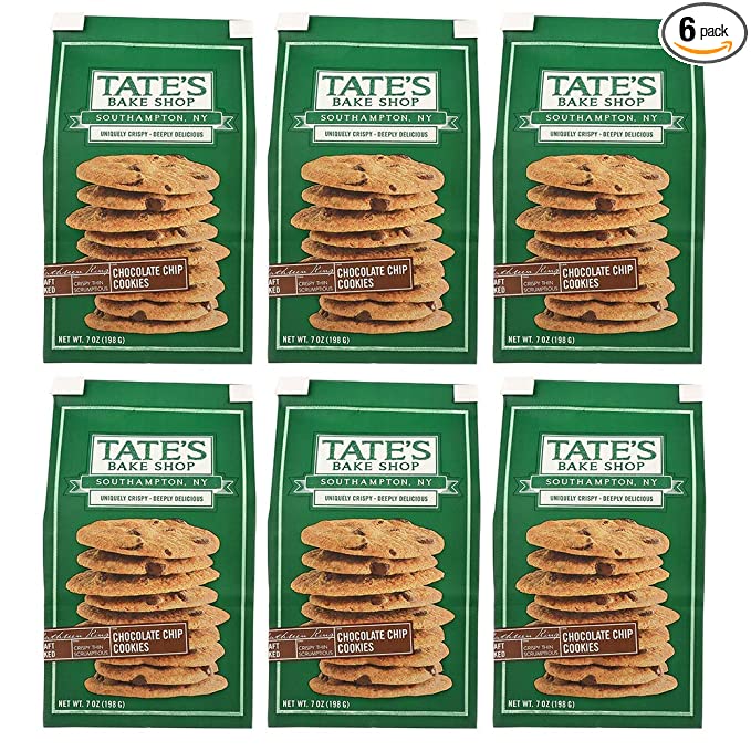 Tate's Bake Shop Thin & Crispy Cookies, Chocolate Chip, 7 Oz, Pack Of 6 - 719392420708