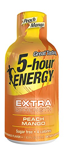 5 Hour Energy Extra Strength Drink Shot, Peach/Mango, 4 Count - 719410750046
