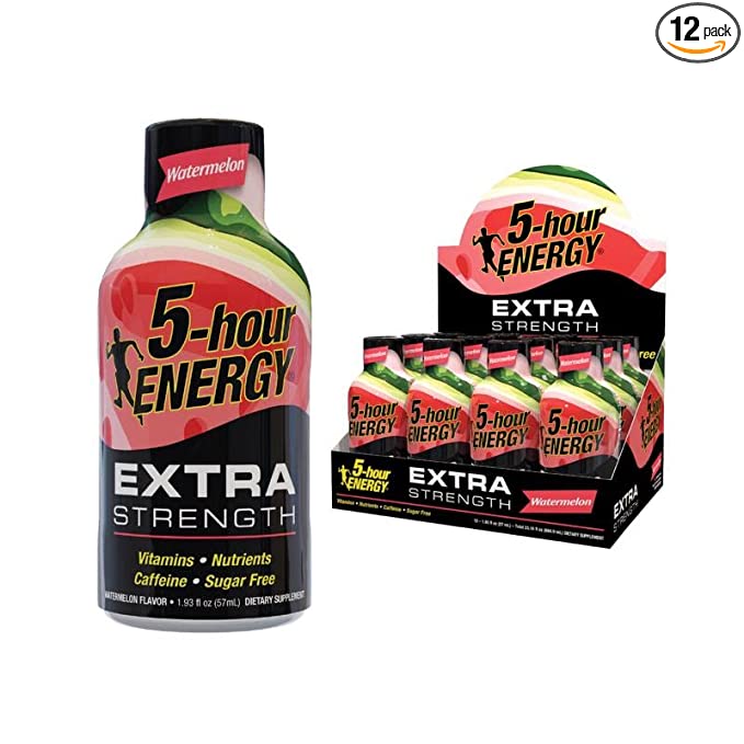5-Hour Energy Extra Strength Sugar Free Watermelon Energy Shot 1.93 oz (Pack of 12) - 719410775001