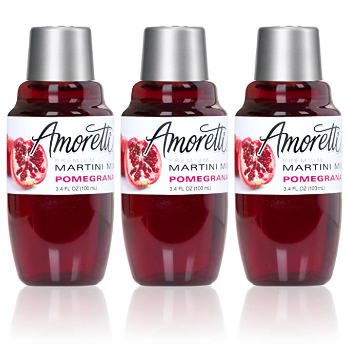 Amoretti Premium Martini Cocktail Mix Minis, Pomegranate, 3- Pack 3.4 Fluid Ounce - 719416192451