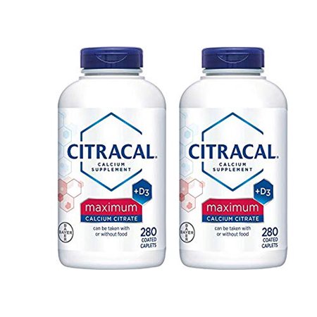 Citracal - Calcium Citrate with Vitamin D3 - 2 Bottles, 280 Caplets Each - 719590240825
