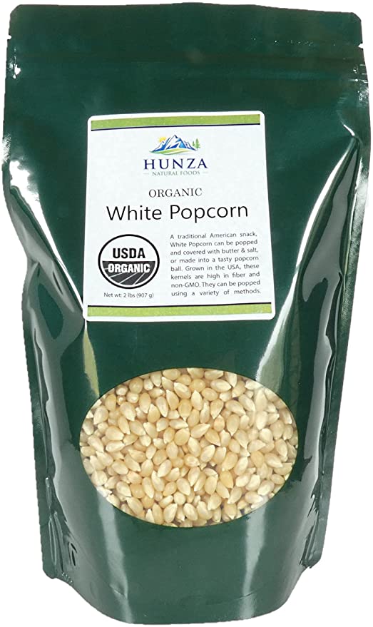Hunza Organic White Popcorn (2-lbs) - 720310602526