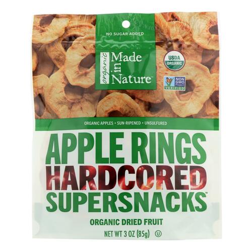 MADE IN NATURE: Organic Dried Apple Rings, 3 oz - 0720379501235