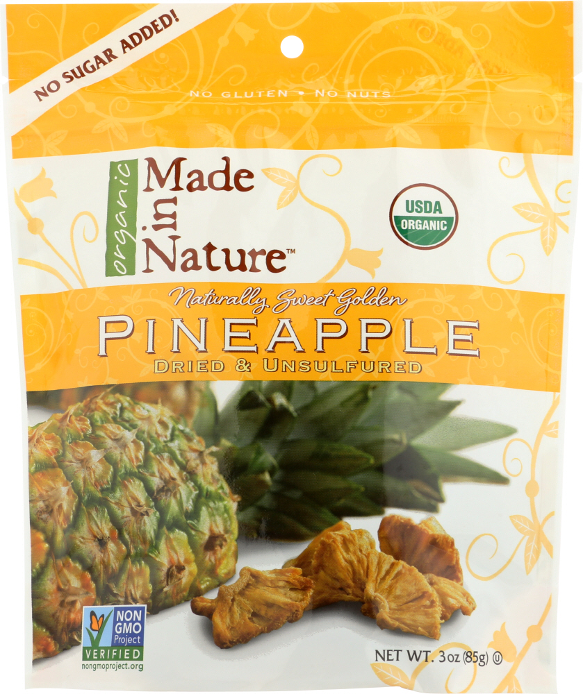 MADE IN NATURE: Organic Dried Pineapple, 3 oz - 0720379501266