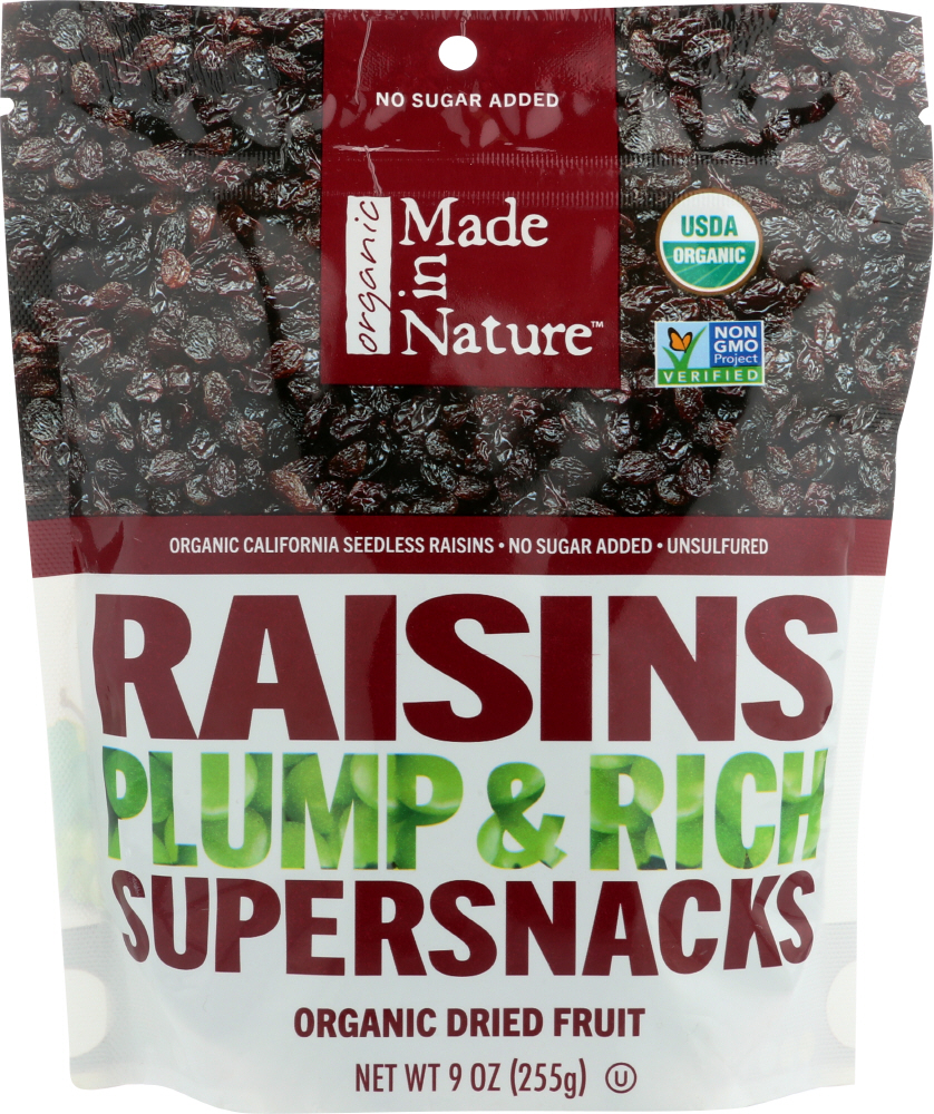 MADE IN NATURE: Organic Raisins, 9 oz - 0720379501334