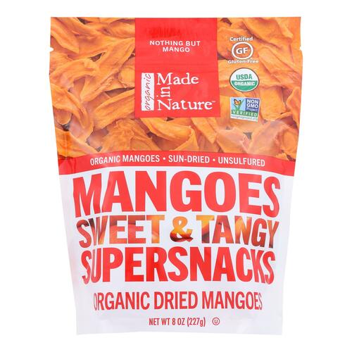 Made in nature, organic dried fruit supersnacks, sweet & tangy mangoes - 0720379504328