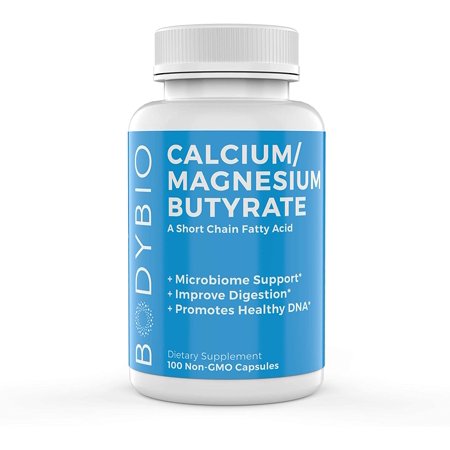 BodyBio Butyrate with Calcium & Magnesium Supports Healthy Digestion Gut & Microbiome Leaky Gut Repair Control Bloating Healthy Inflammation Response Fuel for Healthy G - 720825391717