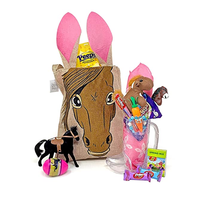 Beautiful Horse Themed Easter Candy and Toy Easter Basket with Aurora Plush - 720825655154
