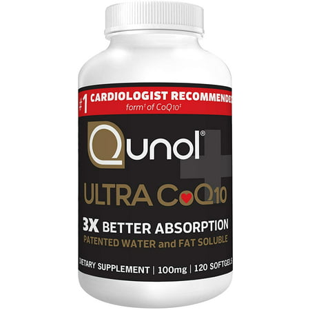 Qunol Ultra CoQ10 100mg 3x Better Absorption Patented Water and Fat Soluble Natural Supplement Form of Coenzyme Q10 Antioxidant for Heart Health 120 Count Softgels - 721352044039