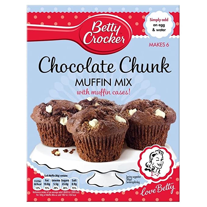 Betty Crocker Chocolate Chunk Muffin Mix with Muffin Cases (335g) - Pack of 2 - 721865419362
