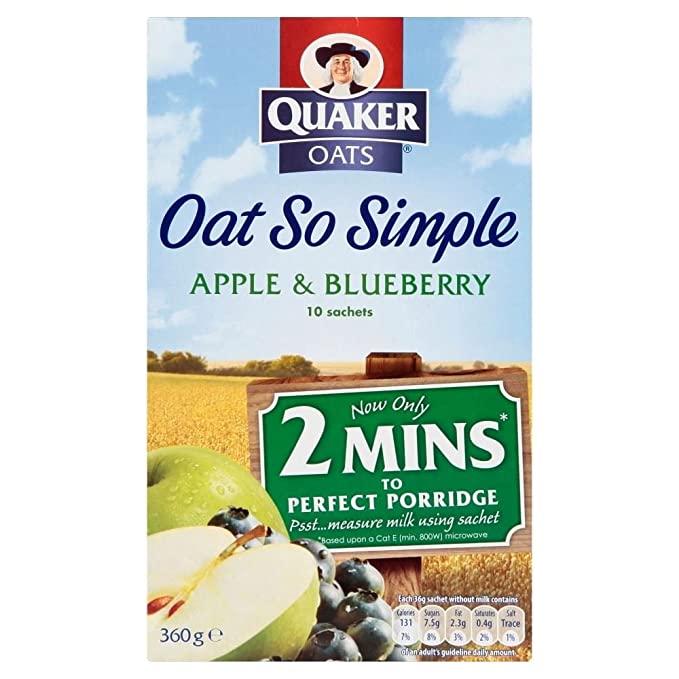  Quaker Oat So Simple Apple & Blueberry (10 per pack - 360g) - Pack of 2 - 721865435393