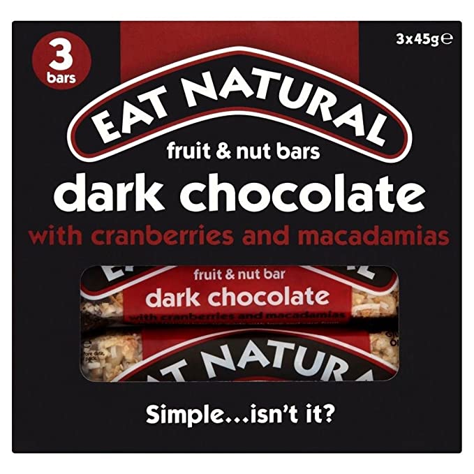  Eat Natural Dark Chocolate with Cranberries & Macadamias Bars (3x45g) - Pack of 6 - 721865458927