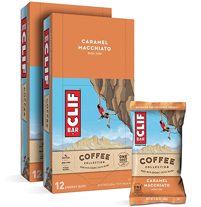  CLIF BAR Coffee Collection - Energy Bars - Caramel Macchiato (2.4 Ounce Breakfast Bars, 24 Count)  - 722252126559