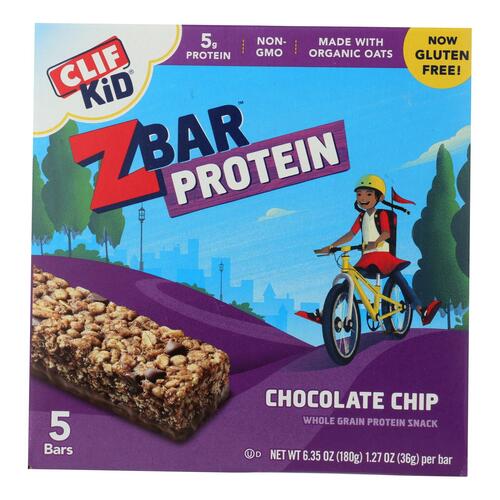 CLIF KID: ZBar Protein Chocolate Chip 5 Count, 6.35 oz - 0722252191106