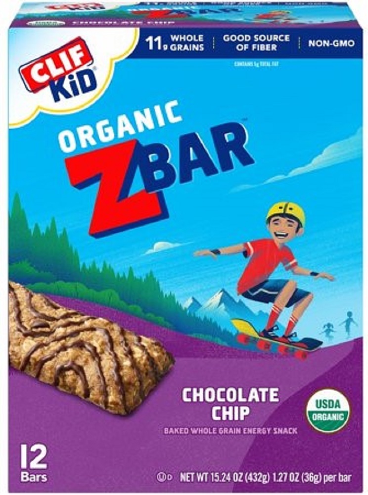  CLIF KID ZBAR - Organic Granola Bars - Chocolate Chip - Non-GMO - Organic -Lunch Box Snacks (1.27 Ounce Energy Bars, 12 Count)  - 722252192240