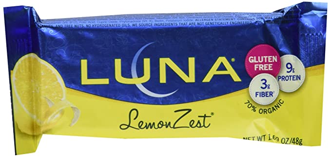  Luna Lemon Zest Whole Nutrition Bars for Women, 6 - 1.69 Oz Bars in Box, a Great Snack - 722252233301