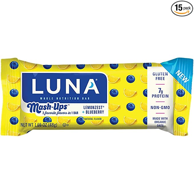  Clifbar Luna Bar - 15 Pack LemonZest+Blueberry, One Size  - 722252283160