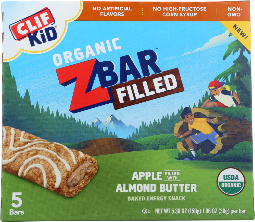 CLIF KID: Bar Filled Apple Almond Butter, 5.3 oz - 0722252547941