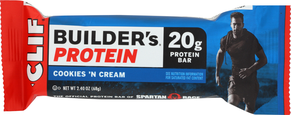 CLIF: Builder Protein Bar Cookies ‘N Cream, 2.4 oz - 0722252601407
