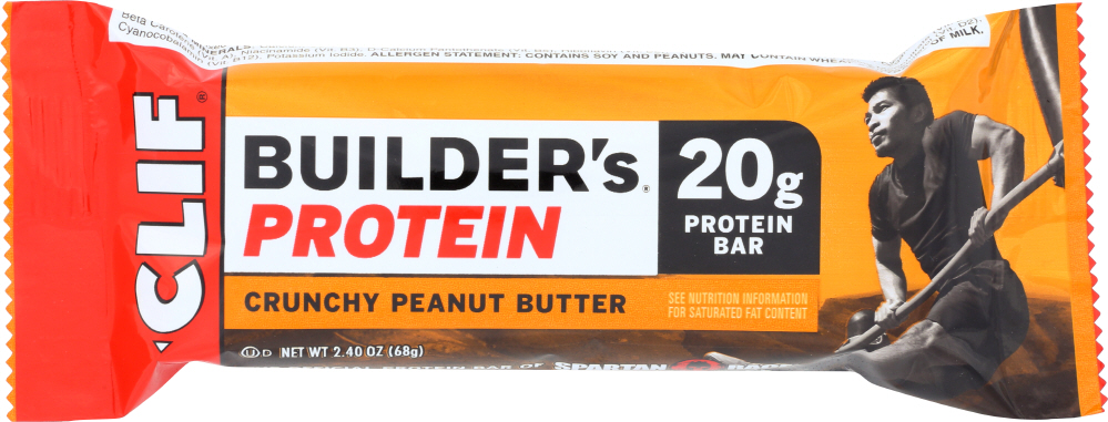 Clif Bar Builder Bar - Crunchy Peanut Butter - Case Of 12 - 2.4 Oz - 722252601483