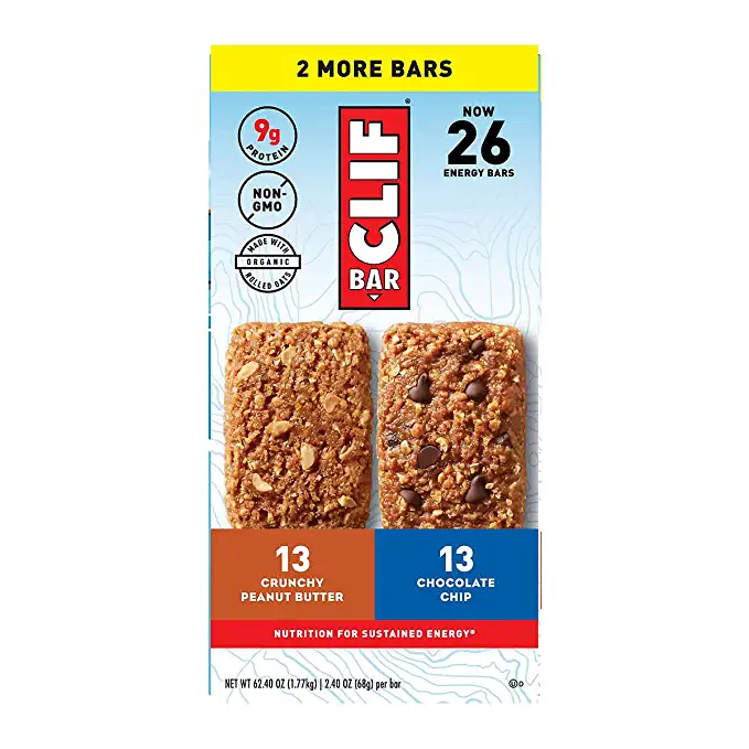  Clif Bar Variety Pack, Crunchy Peanut Butter and Chocolate Chip, 2.40 oz per bar, 26 Count  - 722252839169